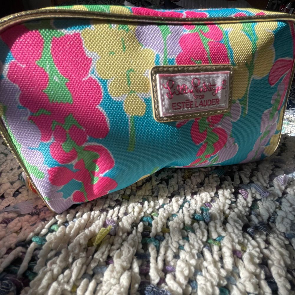 Lilly Pulitzer for Estee Lauder Floral Cosmetic Bag with Travel Bottles Set
